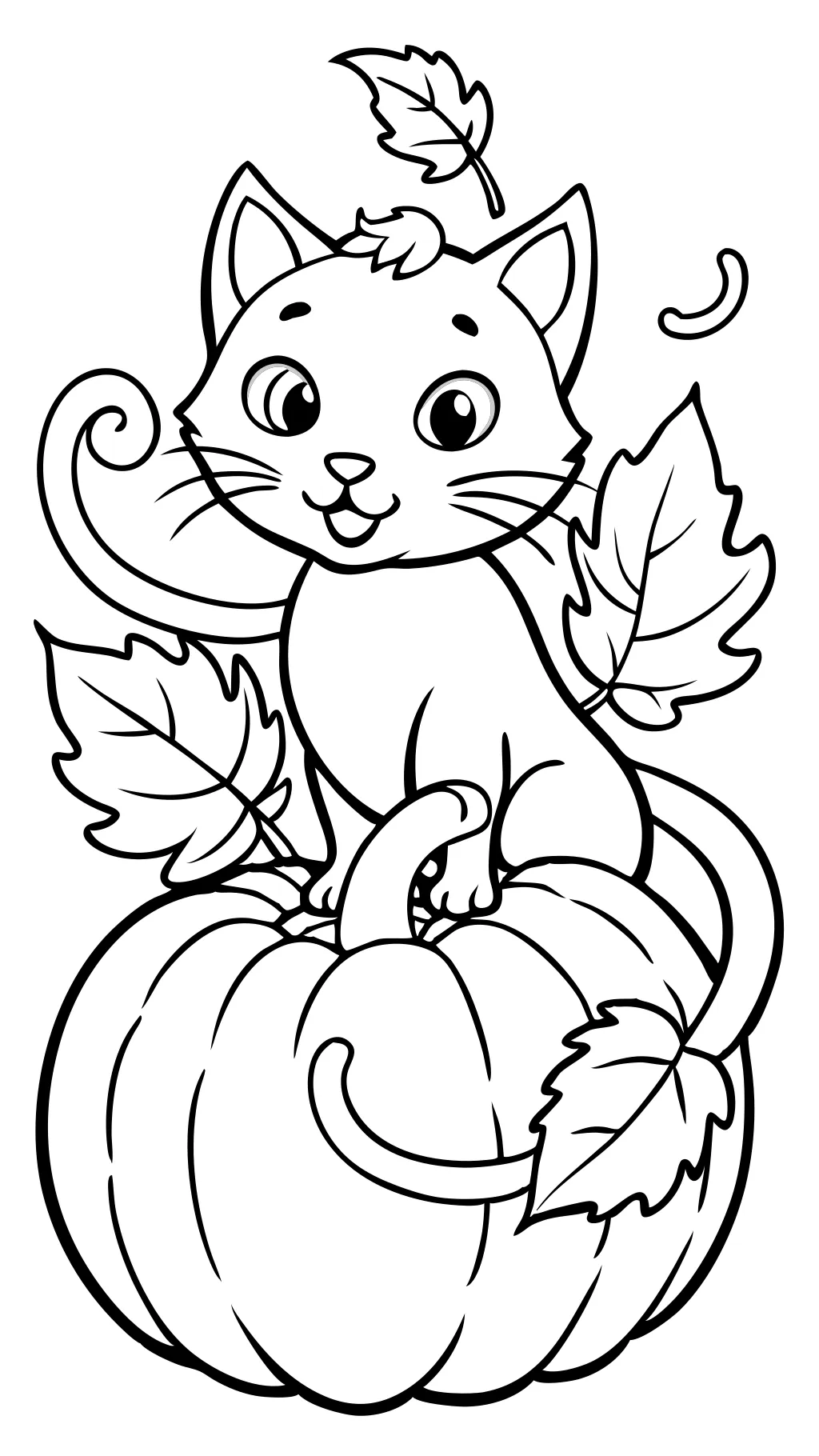 Página para colorear de calabaza de gato